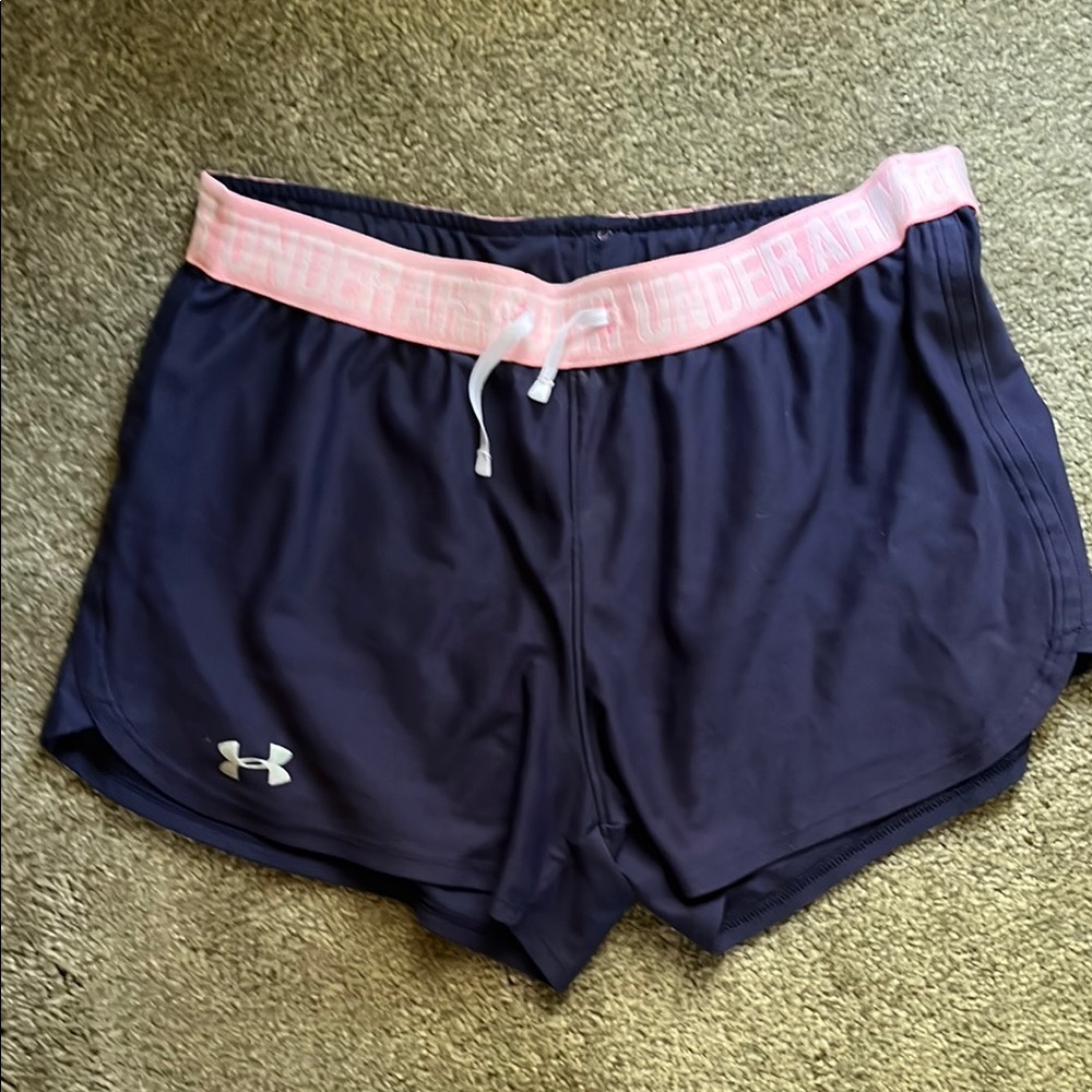 Under Armour Women's Navy and Pink Shorts